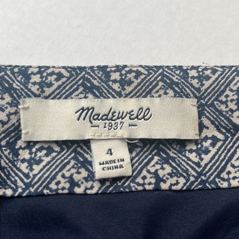 Madewell blue micro print printed silk mini skirt sz 4 | soft girl romantic - Picture 8 of 11